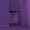 Explore a moody abstract geometric tunnel with dramatic purple lighting, creating intriguing shadows.